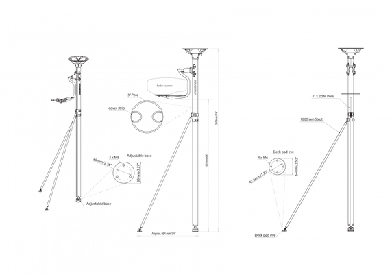 DLMP2-45R Dual self-levelling pole mount 2.5m / 8' 2" for radome and satcom