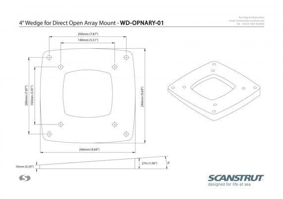 4° Base wedge for direct open array mount