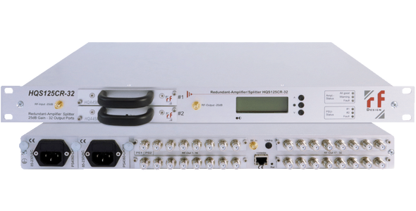 RF-DesignHQS125CR-32 1+1 redundant L-Band Line Amplifiers with splitter (max. 1:32)