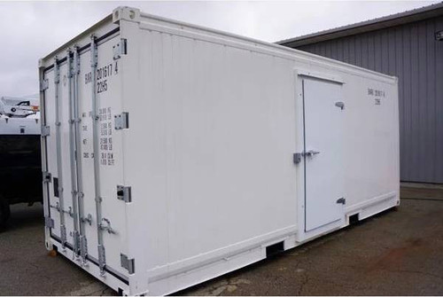 White portable refrigeration container outside
