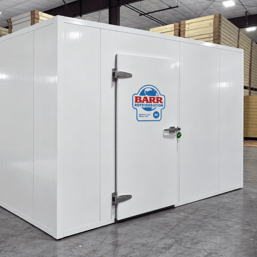 White walk-in cooler unit front right view