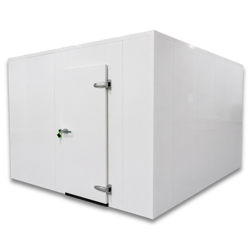 White walk-in cooler unit front side view