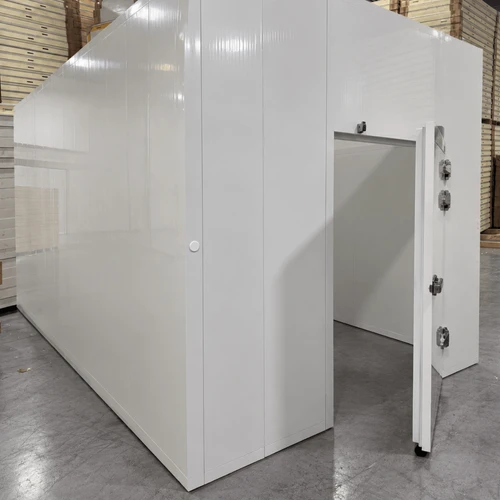 White walk-in cooler unit front left view