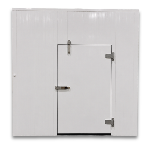 White walk-in cooler unit straight on view