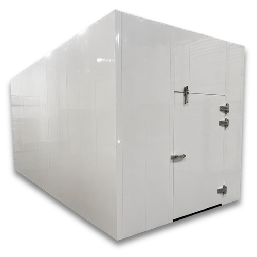 White walk-in cooler unit  front left view