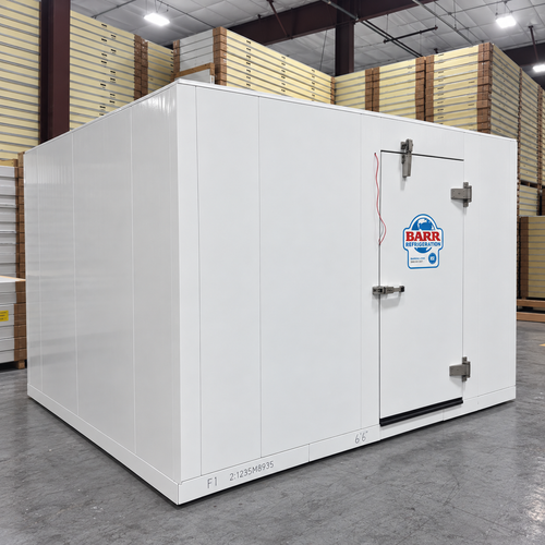 White walk-in cooler front view