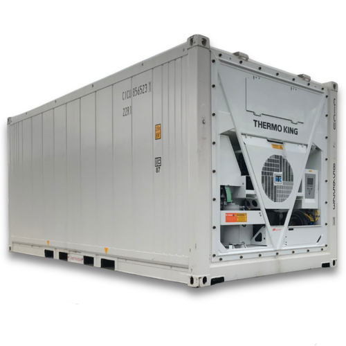 White portable refrigeration container front left