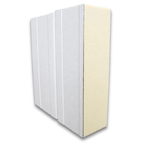 Stacked pallets of insulated cold storage panel