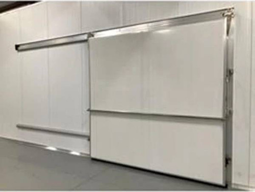 Off-white manual sliding cooler-freezer door