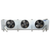 Gray evaporator with three fans front view.