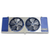 Blue/gray evaporator with two fans front view.