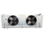 Gray evaporator with two fans front view.