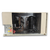 Beige condensing unit front showing the interior.