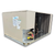 Beige condensing unit front side view showing labels.