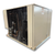 Beige condensing unit front side view showing labels.