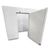 White walk-in cooler unit with open hinged door, featuring insulated panel walls straight on view door open