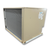 Beige condensing unit backside view.