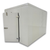 White walk-in cooler unit with open hinged door, featuring insulated panel walls