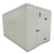 White walk-in cooler unit with closed hinged door, featuring insulated panel walls front left view