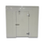 White walk-in cooler unit with closed hinged door, featuring insulated panel walls straight on view
