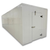 White walk-in cooler unit with closed hinged door, featuring insulated panel walls front left view