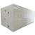 White walk-in cooler unit with closed hinged door, featuring insulated panel walls front right view