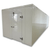 White walk-in cooler unit with closed hinged door, featuring insulated panel walls front right view