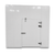 White walk-in cooler unit with closed hinged door, showing interior and insulated panel walls straight on view