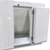 White walk-in cooler with insulated panels and floor, open door revealing diamond-plate flooring and interior