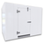 White walk-in commercial freezer with an open door revealing a textured floor front left view