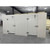 Front view of a white walk-in combo cooler-freezer with two doors and stainless hardware