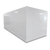 Back view of a white a white walk-in combo cooler-freezer with two doors and stainless hardware
