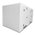 Side view of a white a white walk-in combo cooler-freezer with two doors and stainless hardware