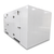 Side view of a white a white walk-in combo cooler-freezer with two doors and stainless hardware