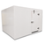 White walk-in commercial freezer with closed door