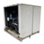 Beige condensing unit front side view showing labels.