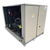Beige condensing unit front side view showing labels.