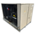 Beige condensing unit front side view showing labels.