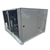 Gray condensing unit front side view showing labels.