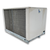 Beige condensing unit backside view.