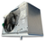 Used gray evaporator with one fans front side view showing labels.