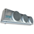 Used gray evaporator with three fans front side view showing labels.