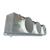 Front-left view of a used Keeprite KUCB-123AHG evaporator #3074, a gray fan coil unit with three round honeycomb-grille fans, a KeepRite logo, and inventory tag "3074".