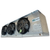 Used gray evaporator with three fans front side view showing labels.