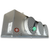 Used gray evaporator with three fans front side view showing labels.