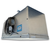 Used gray evaporator with one fans front side view showing labels.