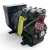 Right-side view of the used Copeland KAGA-010E-TAC 1 HP compressor, showing the terminal box and rating label reading "Copelametic KAGA-010E-TAC-800, 200-230V 3PH 60HZ," finned cylinder housing, and the red "428" tag at the valve plate.