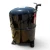 Top-angled view of a used Copeland CR30K6E-PFV 2.5 HP compressor, 1 phase 208-230 volt, black dome housing with a brass service valve fitting, a yellow paper tag, and a red round inventory tag numbered "102" hanging from the top.