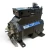 Front view of a used Copeland 3DAD-F28KE-TFC 6 HP compressor (3 phase 208-230 volt), a black cast housing with the "Copeland Discus" nameplate, a black terminal box with two conduit knockouts, and a foil-wrapped fitting on the left side.