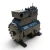 Front view of a used Copeland 3DHH-F28KL-TFD 6 HP compressor (3 phase 460 volt), a black cast housing with the "Copeland Discus" nameplate, a black terminal box, and a metal shaft/valve stem protruding from the top cylinder head.